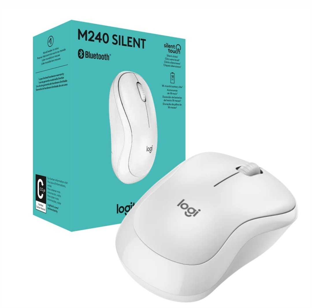 MOUSE USB WIRELESS BLUETOOTH M240 SILENT WHITE LOGITECH 910-007116
